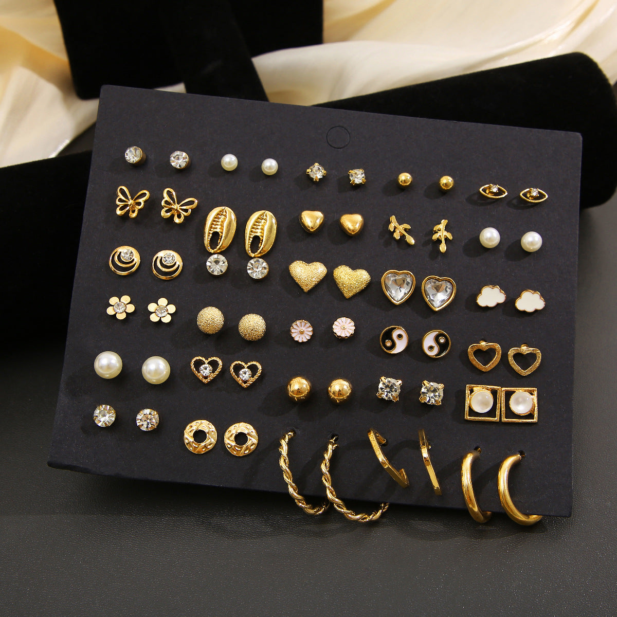 Rhinestone Earrings Set 30 Pieces