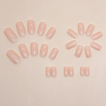 Sheer Nude Pink Medium-Length Square Fake Nails