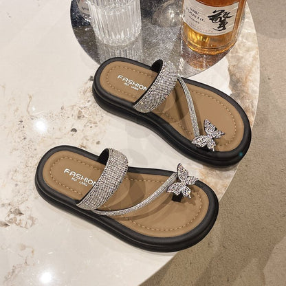 Rhinestone platform Internet celebrity slippers