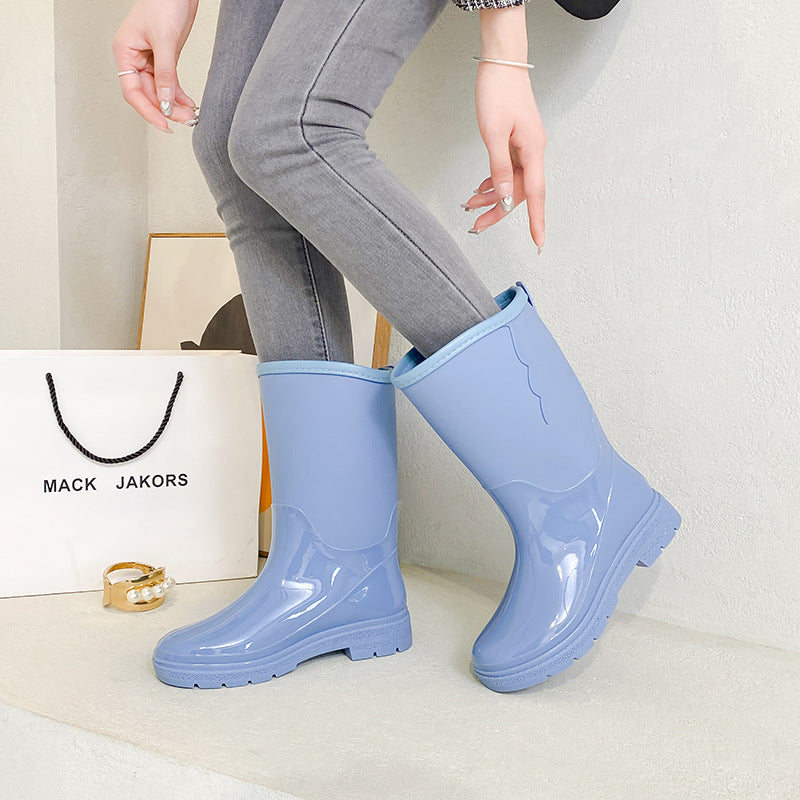 Waterproof rain boots solid color