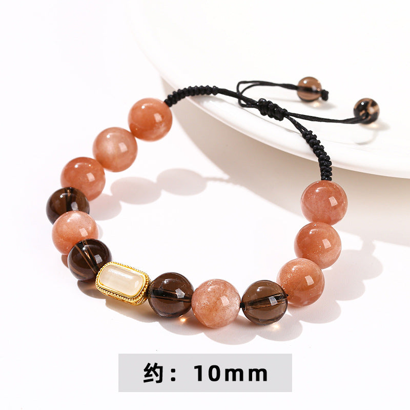 7A Natural Sunstone Tea Crystal Braided Bracelet