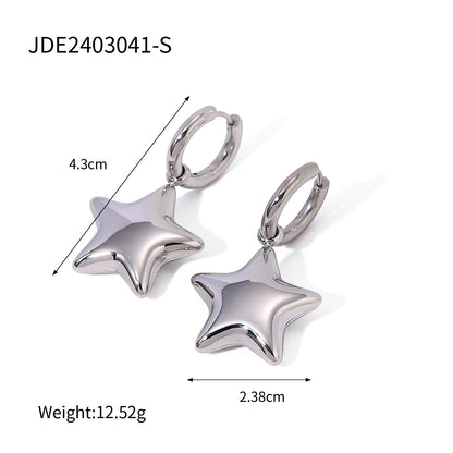 Three-dimensional five-pointed star earrings