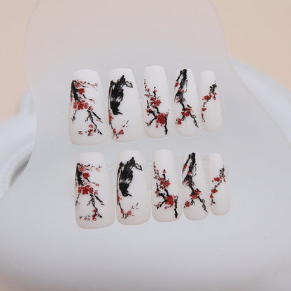 Chinese Style Matte Medium Long T Ballerina Nails