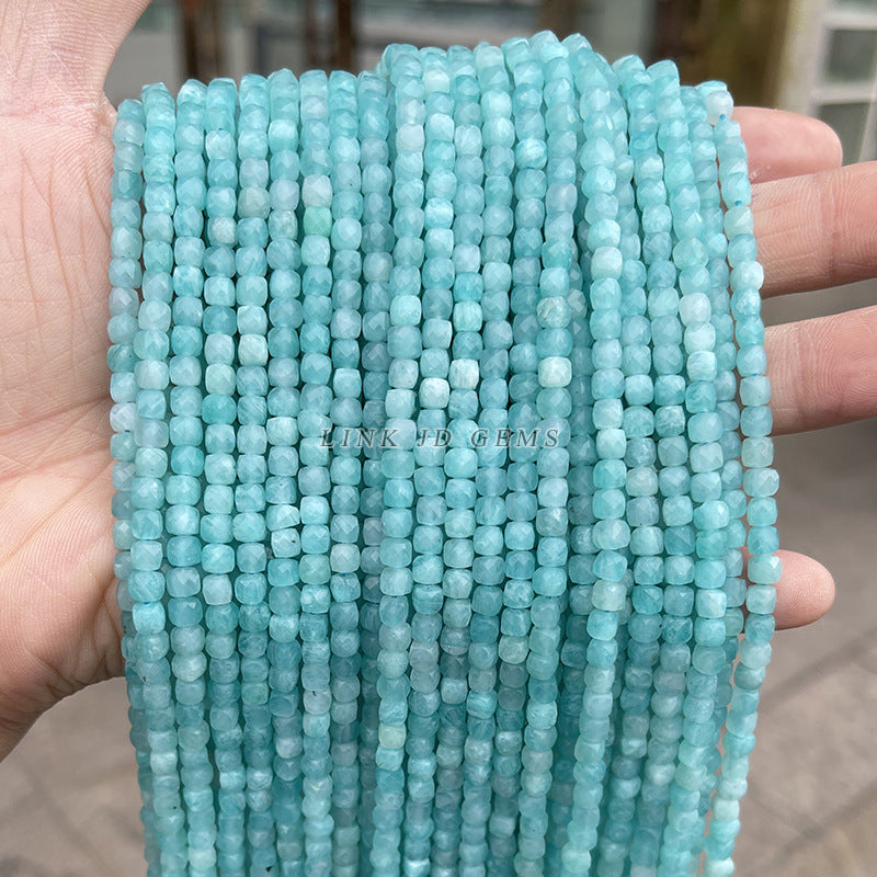 4-5Mm natural Tianhe stone faceted square loose beads