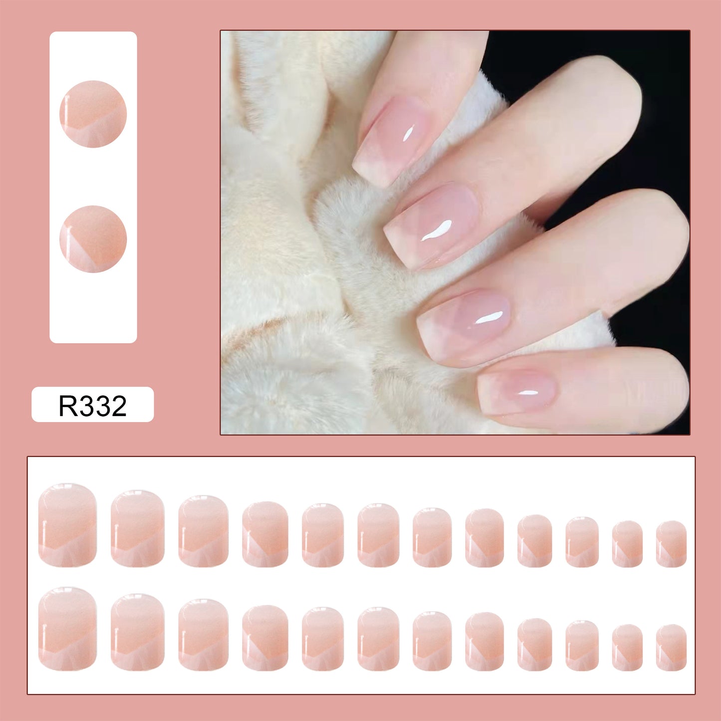 Wearable Net-Slash French Style Nude Removable Nails