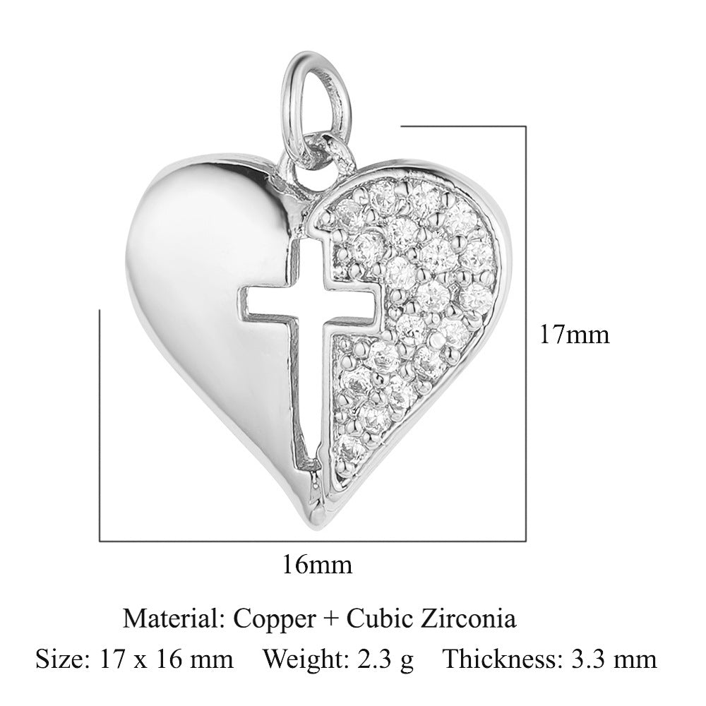 Crown peach heart colorful love copper zircon pendant