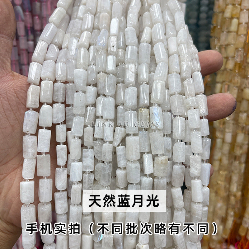 Natural stone crystal cut round tube beads loose beads