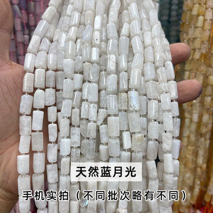 Natural stone crystal cut round tube beads loose beads