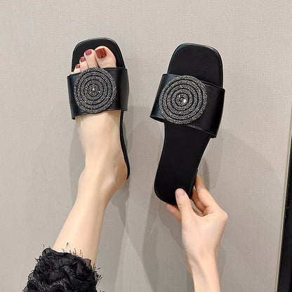 Circle Rhinestone Slippers