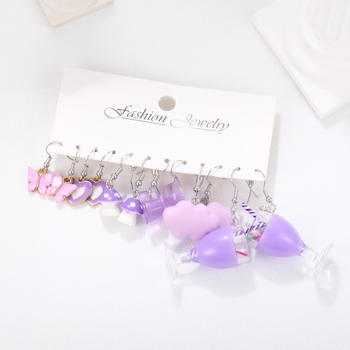 Milk tea butterfly white cloud funny earrings