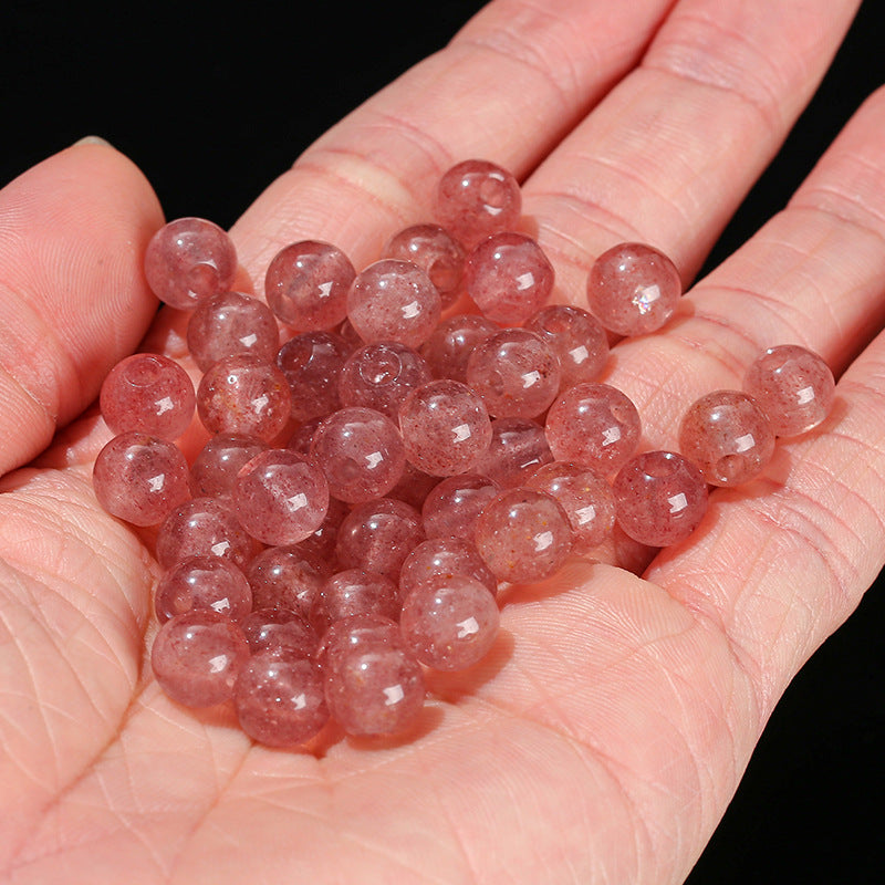 8Mm Natural Strawberry Crystal Macroporous Beads Loose Beads