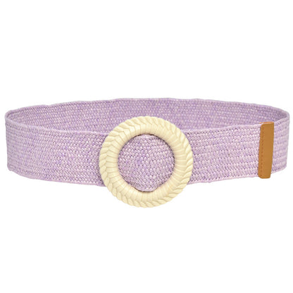 Wooden buckle woven belt temperament