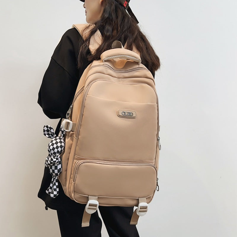 Solid color all-match campus student backpack