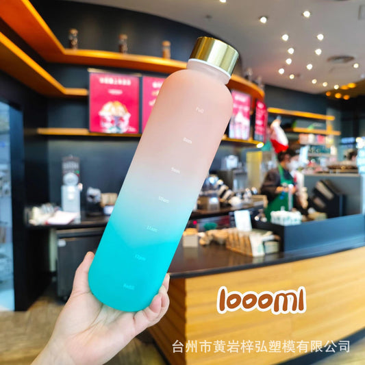 Customized 1000ml gradual change colorful plastic cup