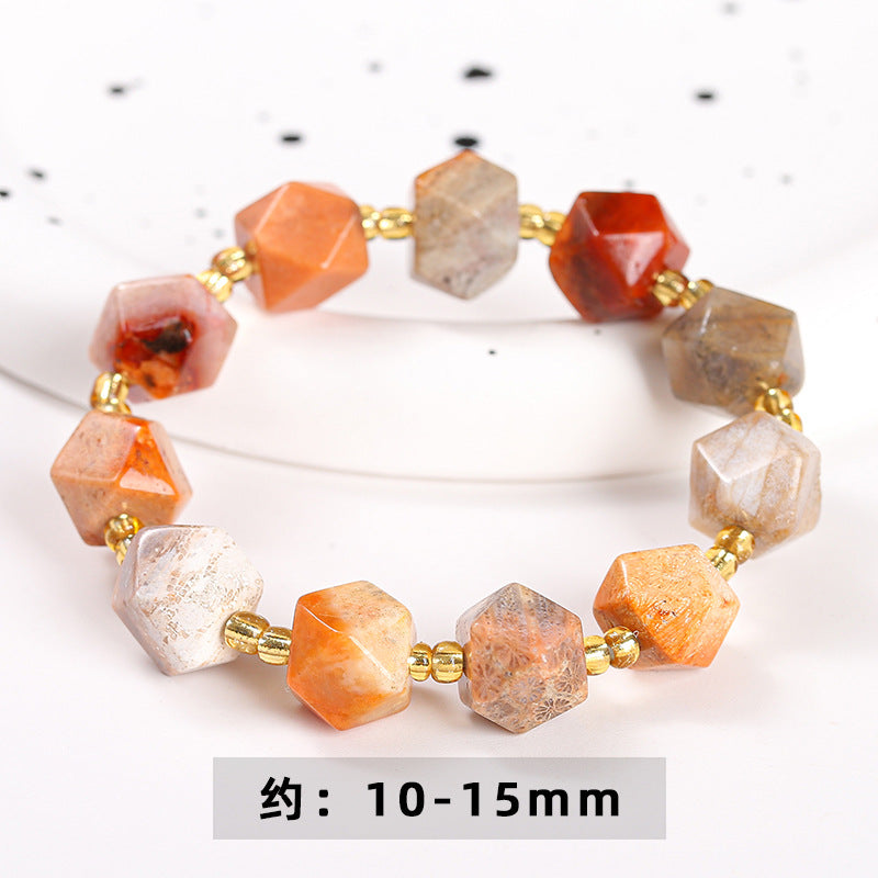 Natural coral jade corner-cutting bracelet