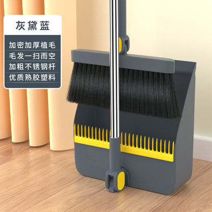 Folding Broom and Dustpan Set, Soft Brush, Hair-Resistant