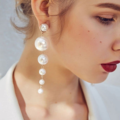 Pearl long earrings