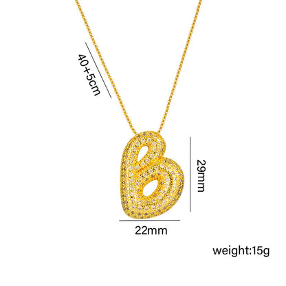 Amazon Bestseller: Haley Style Brass CZ Bubble Fat 26 Letters Necklace