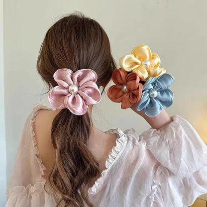 Flower ponytail straight hair band headrope