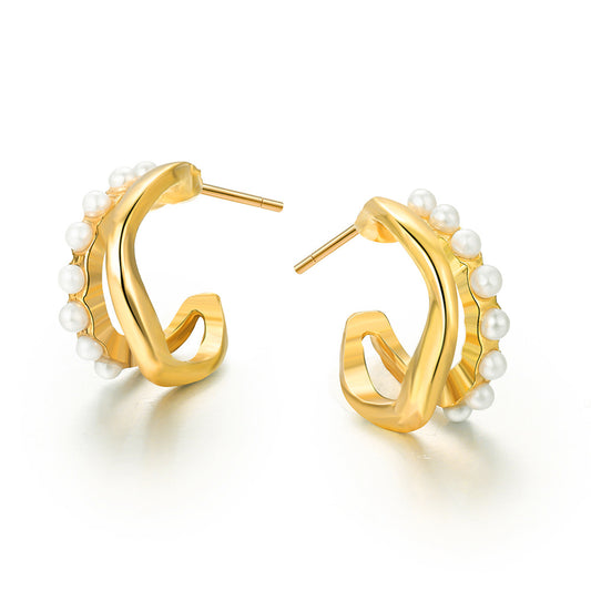 Temperamental metal twisted wave earrings