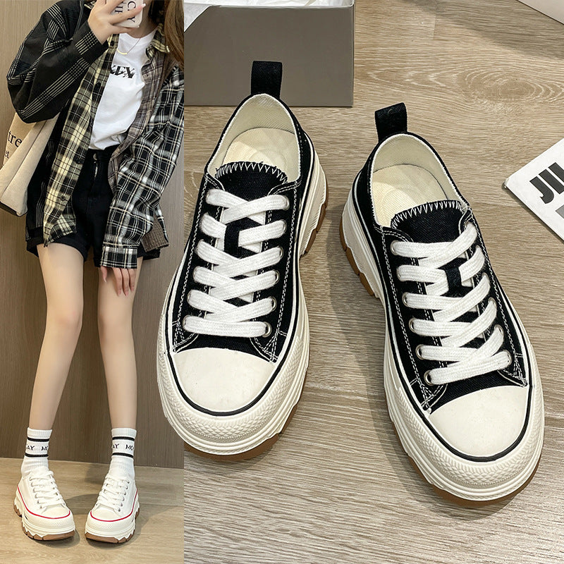 Spring Canvas Sneakers Women Stylish Platform Shoes"