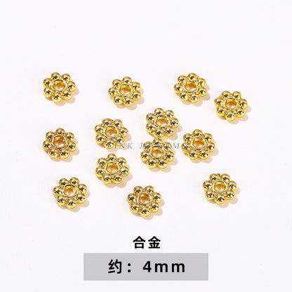 14/18K gold nine-character needle ball needle flower holder copper ring heart shape