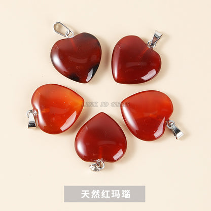 2Cm natural agate love heart pendant.