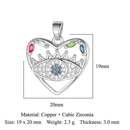 Copper zircon pendant evil eye blue eyes