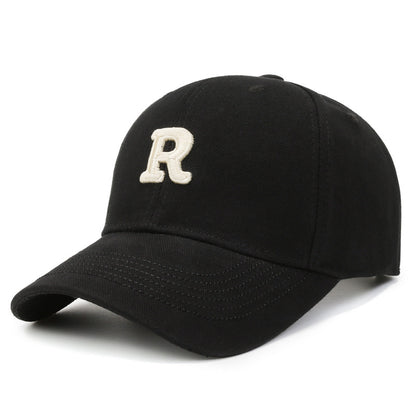 Minimalist R Letter Embroidered Duckbill Cap