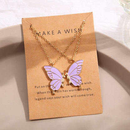 Colorful butterfly necklace clavicle chain