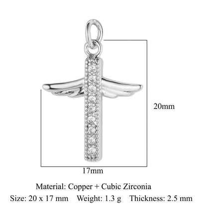 Cross Star Moon Copper Zircon Pendant