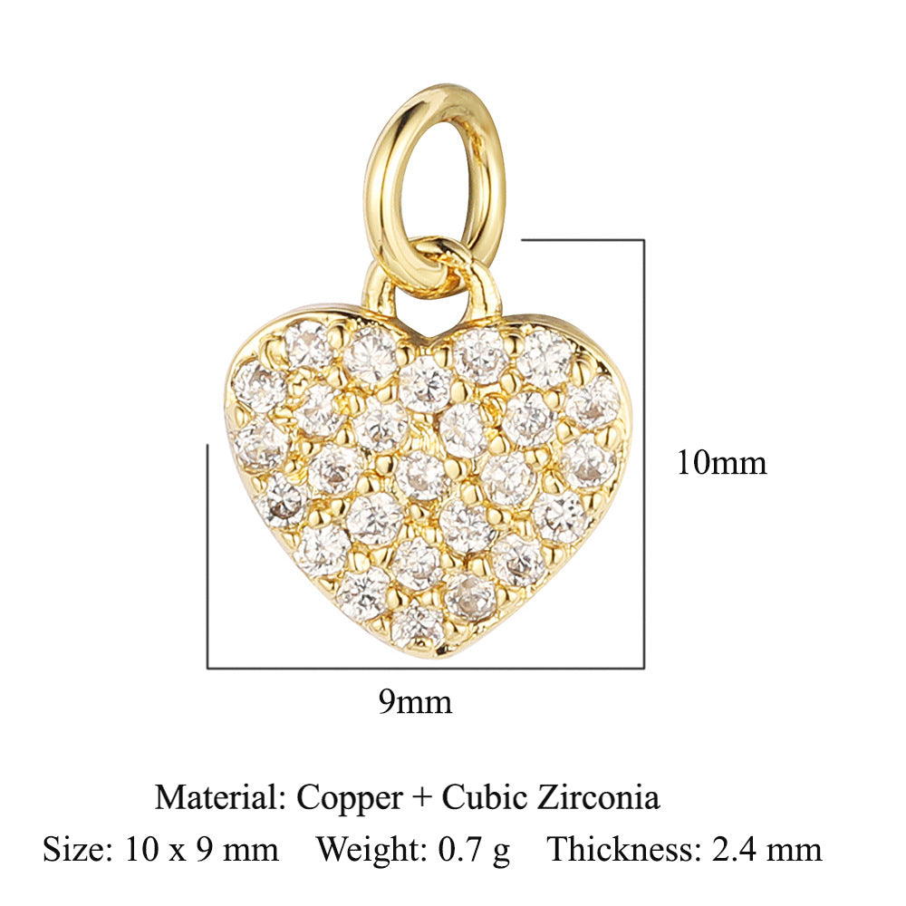 Peach heart lock key copper zircon pendant