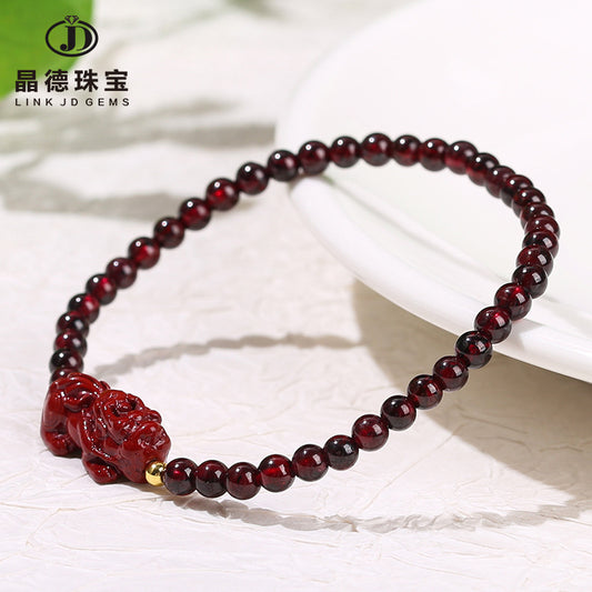 Natural garnet purple sand Pixiu bracelet