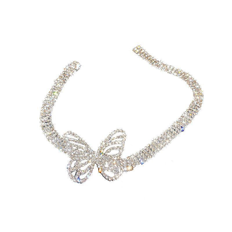 Full diamond three-dimensional butterfly necklace