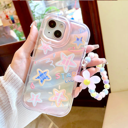 Apple 15 Pro Water Wave Multicolor Stars iPhone X Bamboo Laser Paper