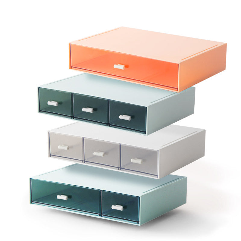 Partitioned Drawer-Style Makeup Organizer (Desk, Stackable)