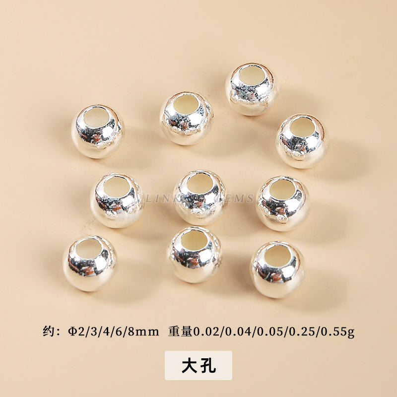 S925 silver beads light beads round beads loose beads