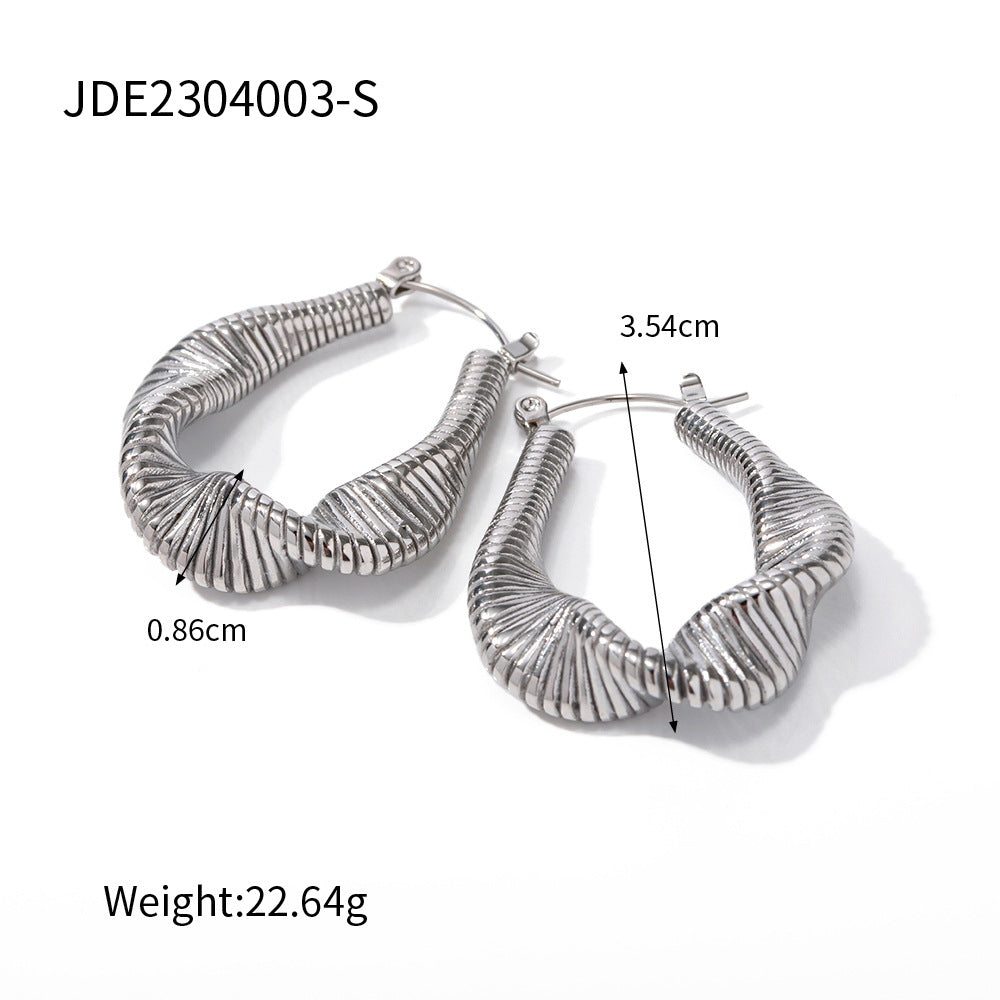 Pleated Ribbed Twisted Wire Earrings