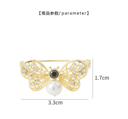 Bow Pearl Flash Diamond Brooch