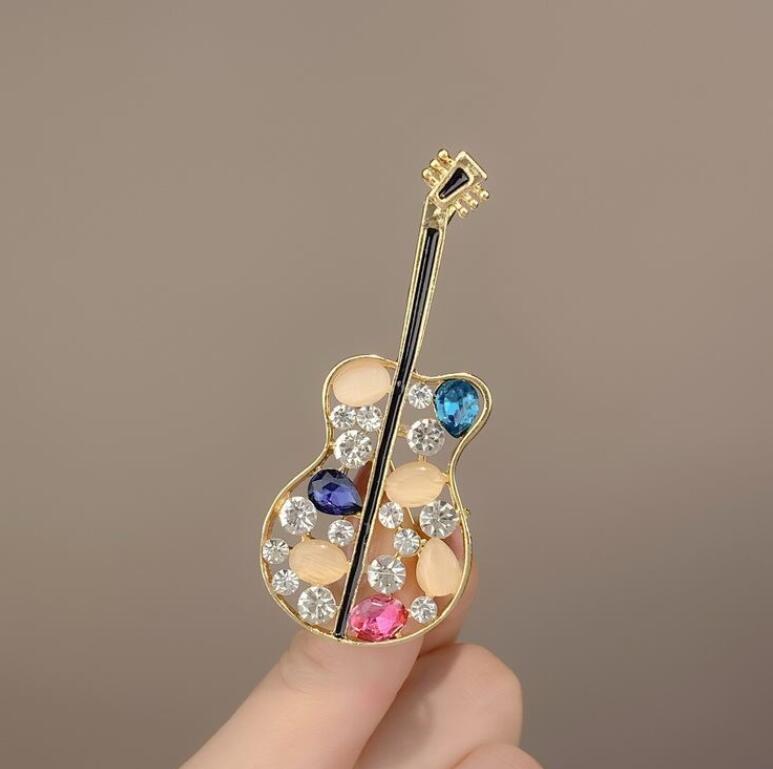 Hollow out opal guitar brooch