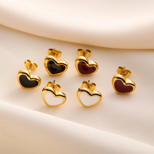 peach heart stud earrings