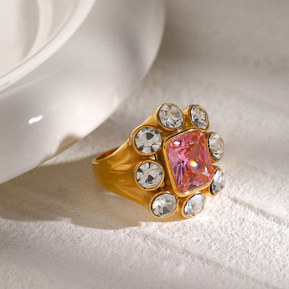 Anillo de cuarzo rosa