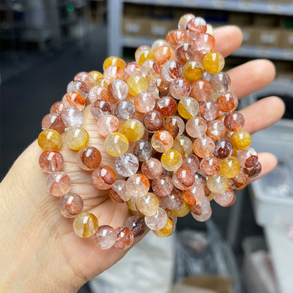 Natural red yellow gum flower crystal bracelet