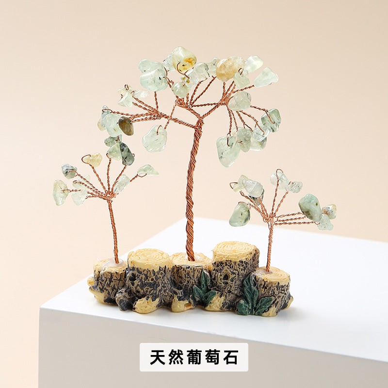 Colorful natural crystal gravel fortune tree ornament