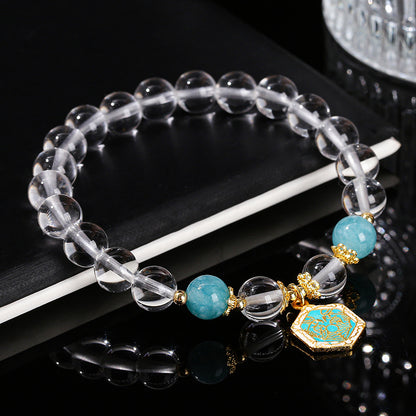 High imitation white crystal round bead bracelet