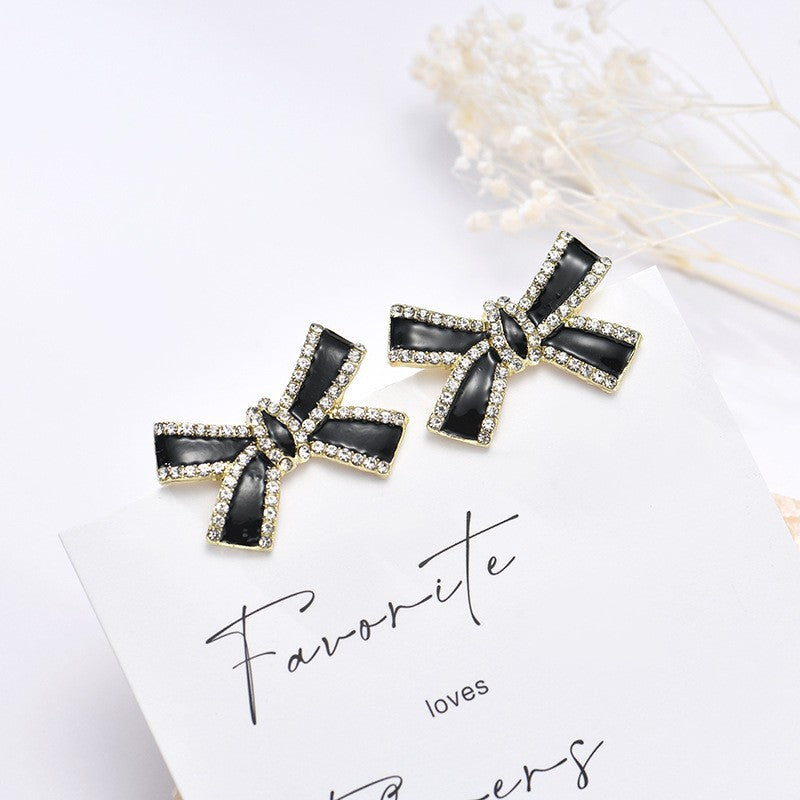 S925 Silver Needle Bow Pearl Fringed Earrings