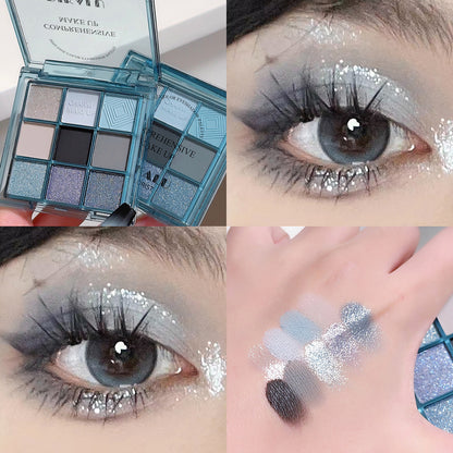 Paleta de sombras de ojos acrílicas transparentes de nueve colores 