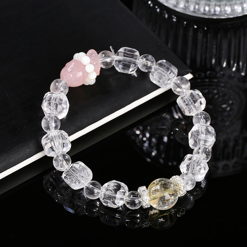 Pulsera de terrón de azúcar de cristal blanco natural. 