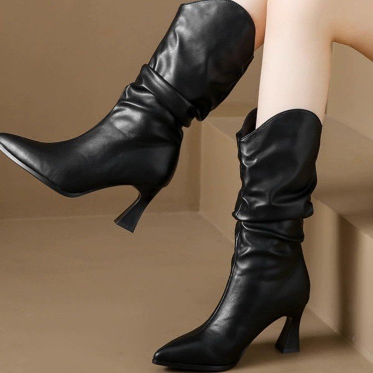 Tall pleated boots