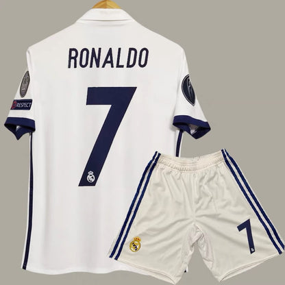 16-17 Real Madrid Home 7 Ronaldo 9 Benzema 4 Ramos Retro Jersey